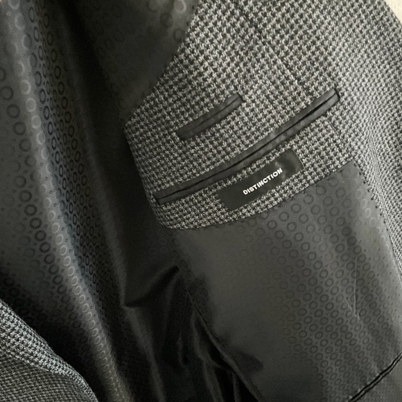 Vintage Men’s Blazer Tweed Houndstooth Gray Black Single Breast Wool Bamboo 44R - Picture 10 of 16